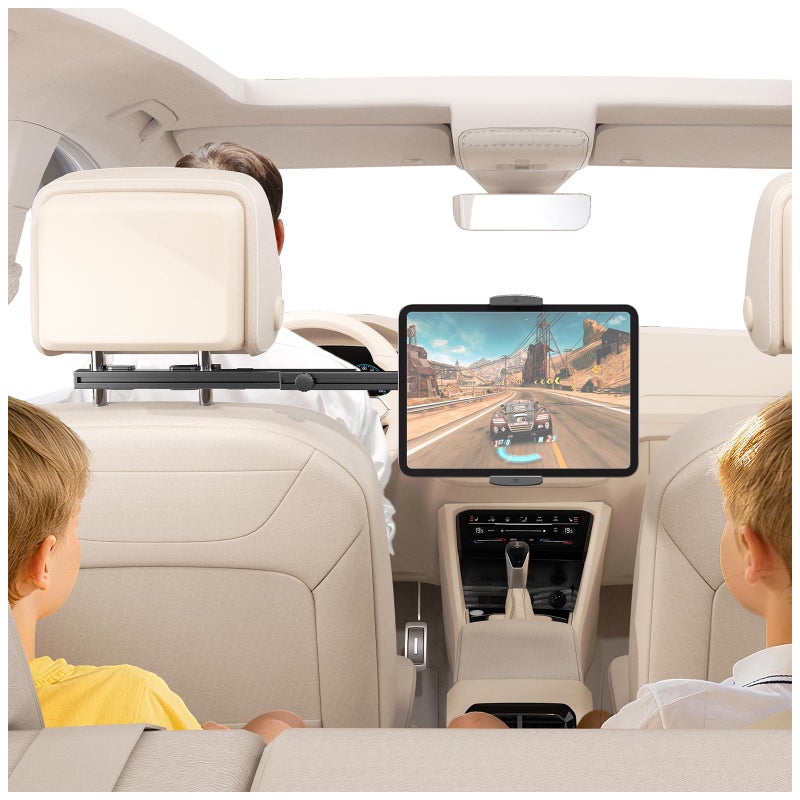 teefeet Headrest Tablet Holder for Car Accessories, Crafted from aircraft-grade aluminumï¼ŒUniversal Car Tablet Mount with 22'' Extendsion Arm Car Seat Mount for iPad, Galaxy, Fire HD or 4.7-12.9â€ Tablets - Image 1