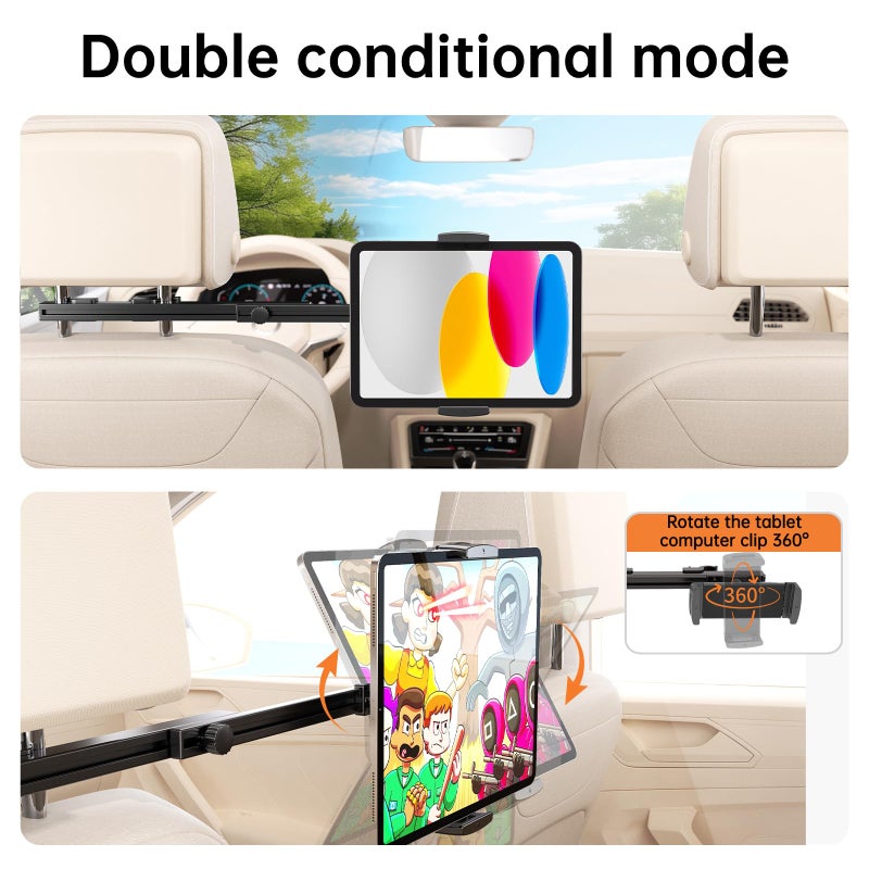 teefeet Headrest Tablet Holder for Car Accessories, Crafted from aircraft-grade aluminumï¼ŒUniversal Car Tablet Mount with 22'' Extendsion Arm Car Seat Mount for iPad, Galaxy, Fire HD or 4.7-12.9â€ Tablets - Image 4