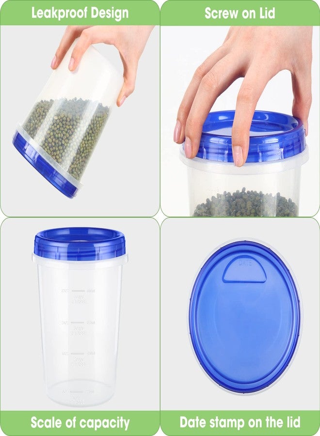 Foaincore 24 Pcs 32 oz Food Storage Freezer Container with Twist Top Lids Reusable Plastic Soup Food Containers with Screw on Lids Leakproof Round Containers for Juice Condiments Fruit Snacks Leftovers(Blue) - Image 4
