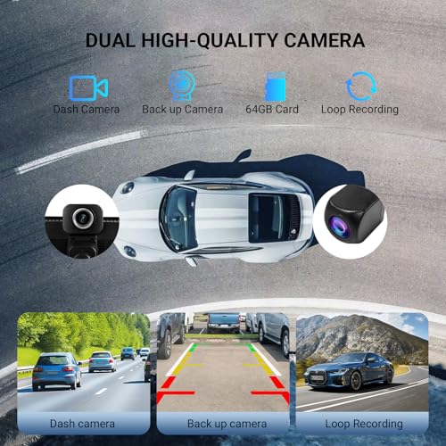 Haudio ‌10.26 Inch Wireless Apple CarPlay & Android Auto Car Display with 1080P Dash Cam & Backup Camera All-in-One Smart Car Stereo Free 64GB SD Card - Image 3