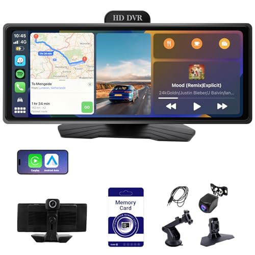 Haudio ‌10.26 Inch Wireless Apple CarPlay & Android Auto Car Display with 1080P Dash Cam & Backup Camera All-in-One Smart Car Stereo Free 64GB SD Card - Image 1
