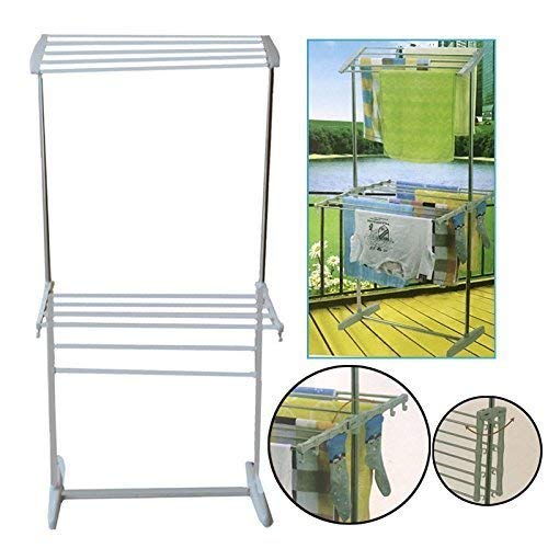 S R EXCLUSIVE S R EXCLUSIVE Multifunctional Plastic with Stainless Steel Mobile Towel Rack Room Save Space Towel Cloth Rack Holder Towel Stands Drying Rack Multi Color  - Image 3