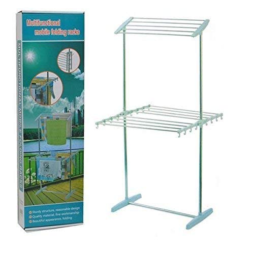 S R EXCLUSIVE S R EXCLUSIVE Multifunctional Plastic with Stainless Steel Mobile Towel Rack Room Save Space Towel Cloth Rack Holder Towel Stands Drying Rack Multi Color  - Image 1