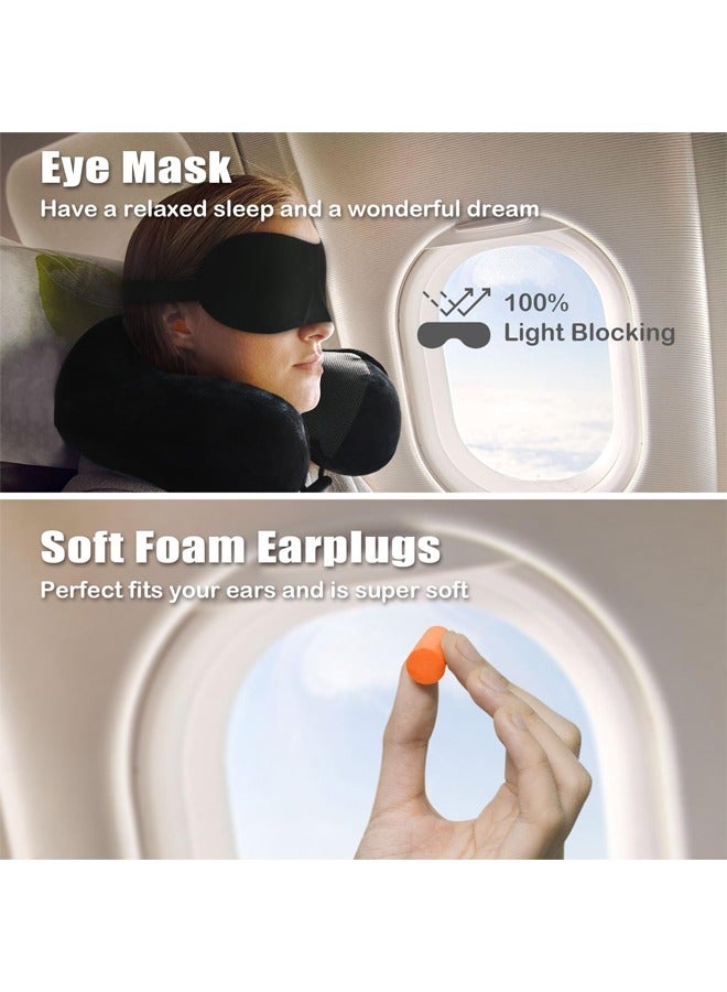 إتش كيو جيمنغ وسادة رقبة على شكل حرف U، وسادة إسفنجية الذاكرة، وسادة طائرة لدعم مسند الرأس والرقبة، وسادة سفر، وسادة محمولة للسيارات المكتبية وقطارات الرحلات الطويلة والنوم (أسود) - Image 5