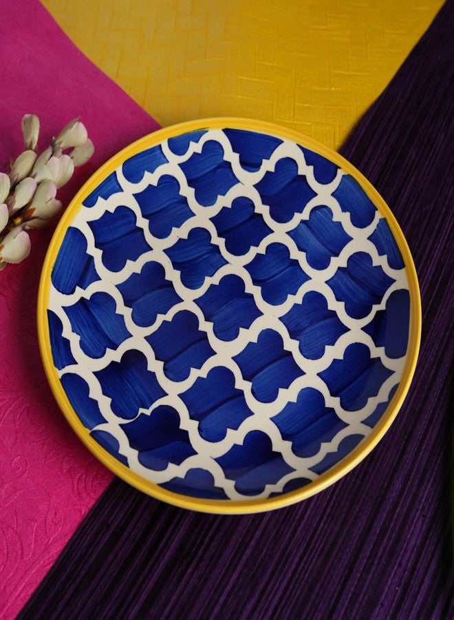 كافيين طبق ربعي من السيراميك المصنوع يدويًا من الخزف الحجري الأزرق من Caffeine مقاس 7 بوصات (مجموعة من 1) آمن للاستخدام في الميكروويف وغسالة الصحون - Image 2