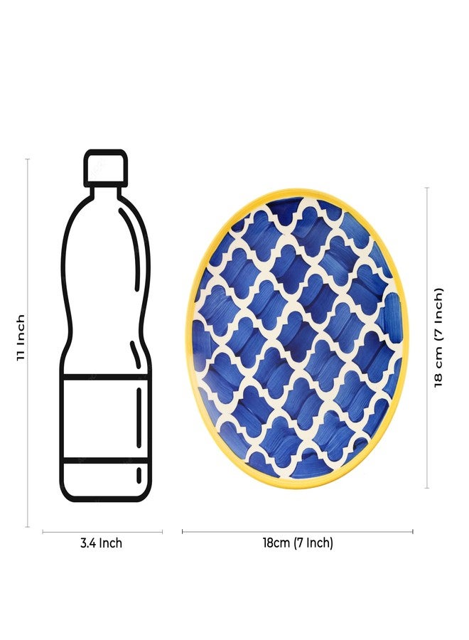 كافيين طبق ربعي من السيراميك المصنوع يدويًا من الخزف الحجري الأزرق من Caffeine مقاس 7 بوصات (مجموعة من 1) آمن للاستخدام في الميكروويف وغسالة الصحون - Image 4