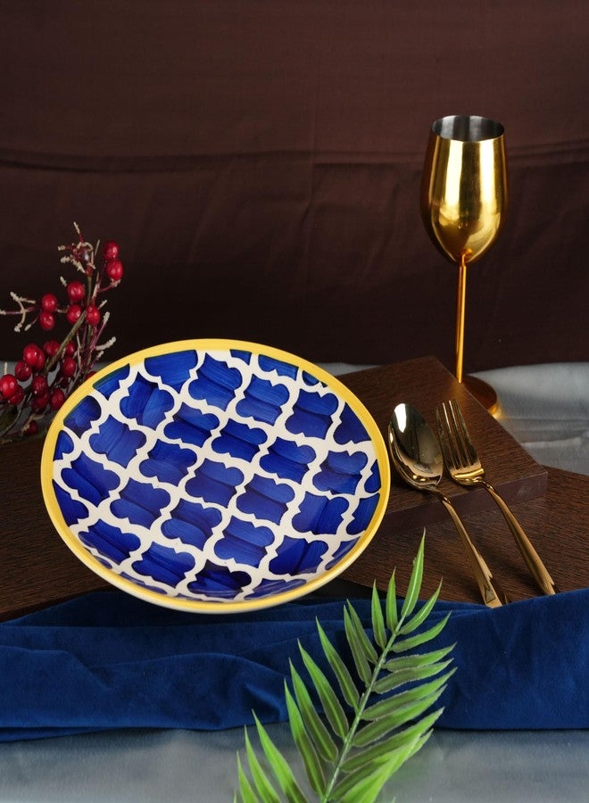 كافيين طبق ربعي من السيراميك المصنوع يدويًا من الخزف الحجري الأزرق من Caffeine مقاس 7 بوصات (مجموعة من 1) آمن للاستخدام في الميكروويف وغسالة الصحون - Image 1