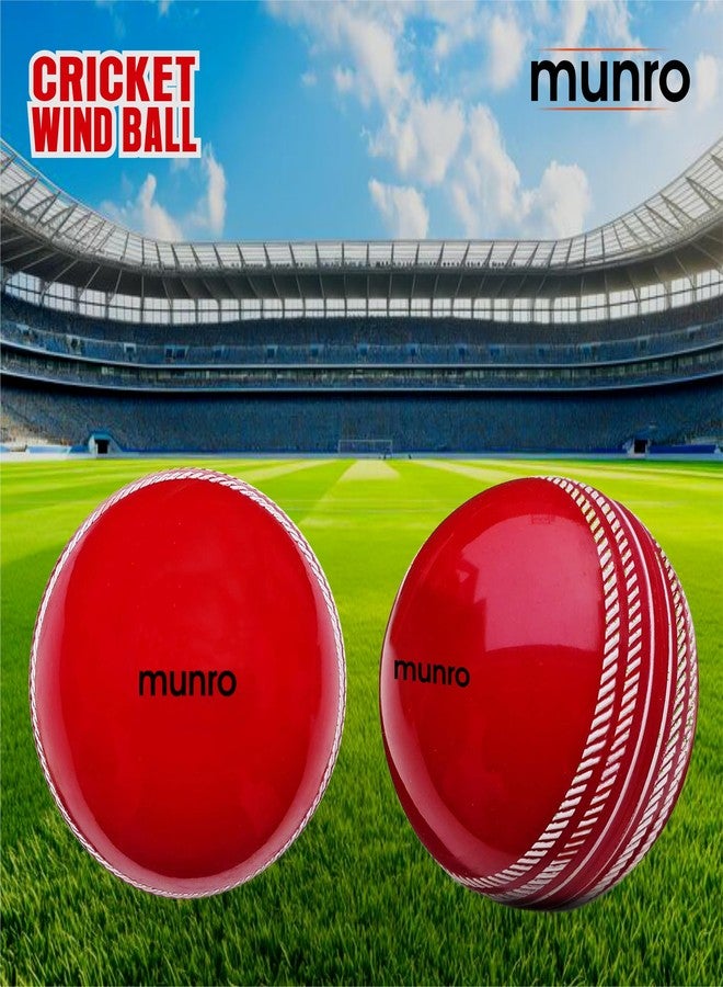 MUNRO Maiden Cricket Wind Ball, Practice/Competitive Match, Rubber Ball for Indoor & Outdoor (Red, Pack of 2) - Image 2