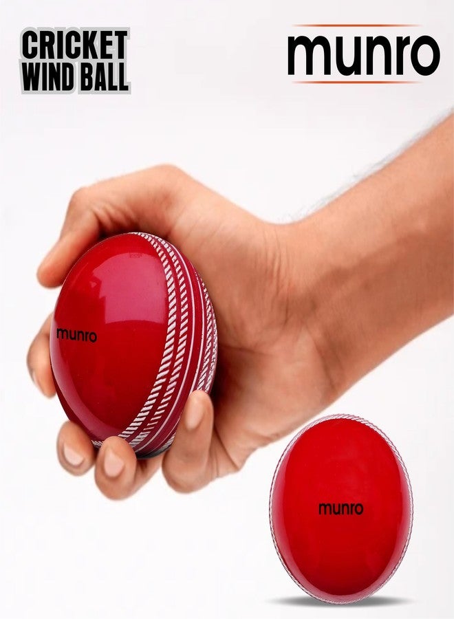 MUNRO Maiden Cricket Wind Ball, Practice/Competitive Match, Rubber Ball for Indoor & Outdoor (Red, Pack of 2) - Image 3