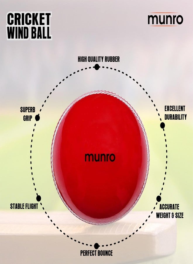 MUNRO Maiden Cricket Wind Ball, Practice/Competitive Match, Rubber Ball for Indoor & Outdoor (Red, Pack of 2) - Image 4