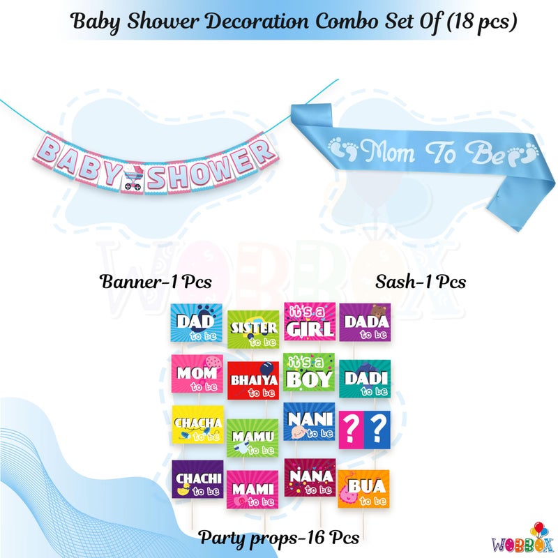 Wobbox Baby Shower Decoration Items| Baby Shower Ceremony Photo Booth Props For Photoshoot, Baby Shower Banner& Mom To Be Sash, Godh Bharai Ceremony Decoration Kit-(FP4668) - Image 2