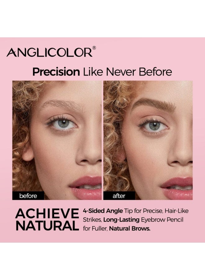 Anglicolor Women's Eyebrow Pencil, Liquid-Filled Water-Based Eyebrow Pencil, Square Angled Eyebrow Pencil, Waterproof and Long-Lasting, Natural-Looking Brows, Defined Individual Hairs (02# MOCHA) - Image 4