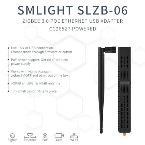 LOAMLIN SMLIGHT SLZB-06 NoPOE – A Zigbee 3.0 to Ethernet, USB, and WiFi Adapter, Works with Zigbee2MQTT, Home Assistant, ZHA（Not Supporting POE Power） - Image 2