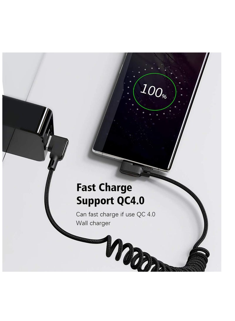 KASTWAVE Usb C Cable 90 Degree Coiled Usb a to C Charging Cable Scalable Spring Charging Cable 40 to 180 Cm 60w 5a Fast Charging High Speed Data Transfer Cable for Any C Port Device - Image 2