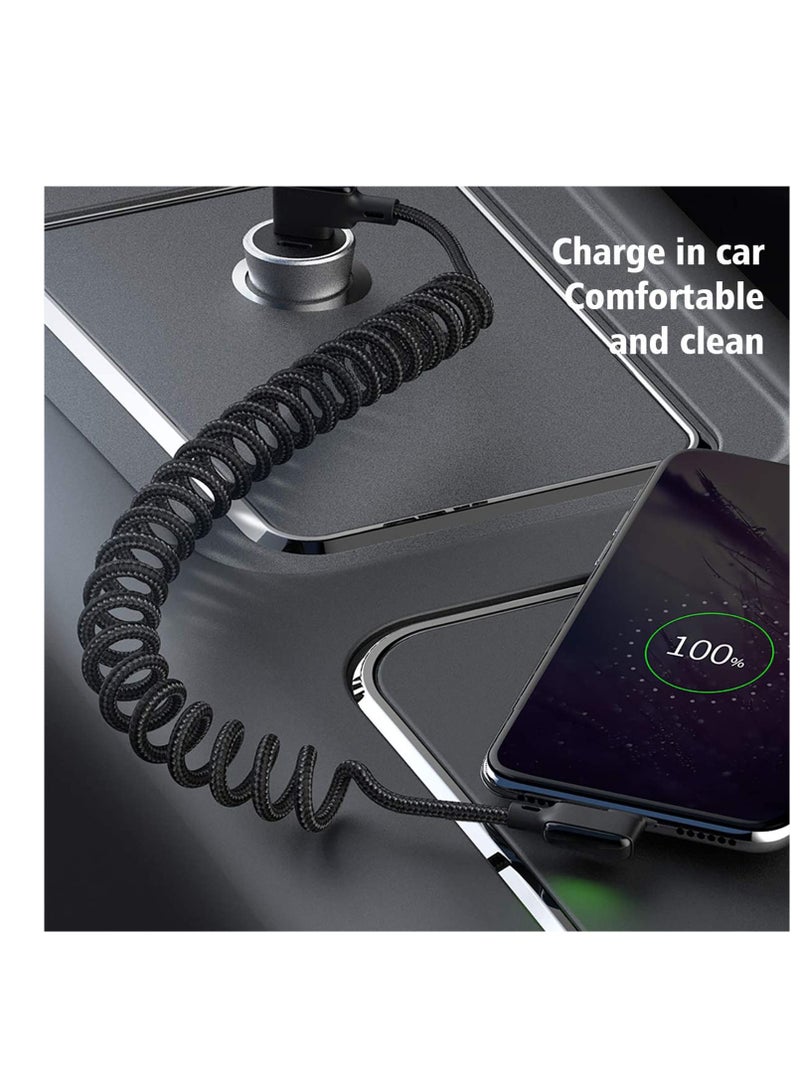 KASTWAVE Usb C Cable 90 Degree Coiled Usb a to C Charging Cable Scalable Spring Charging Cable 40 to 180 Cm 60w 5a Fast Charging High Speed Data Transfer Cable for Any C Port Device - Image 4