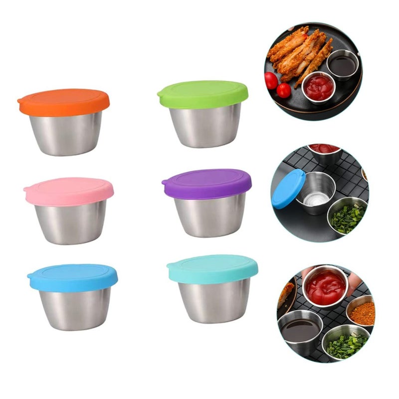 6 Pcs Stainless Steel Condiment Bowls With Lids For Sauce Dip Dressing - Image 4