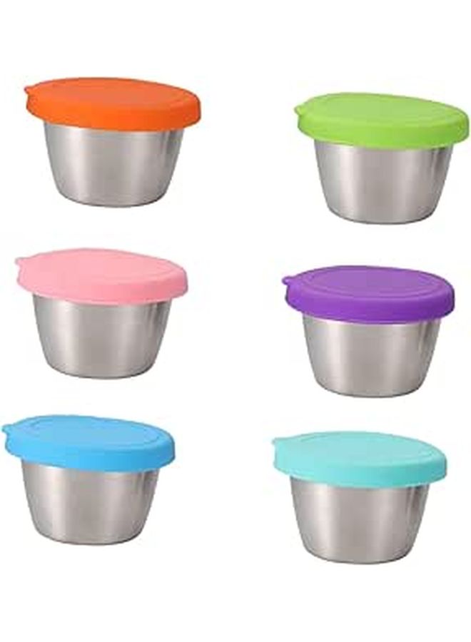 6 Pcs Stainless Steel Condiment Bowls With Lids For Sauce Dip Dressing - Image 1
