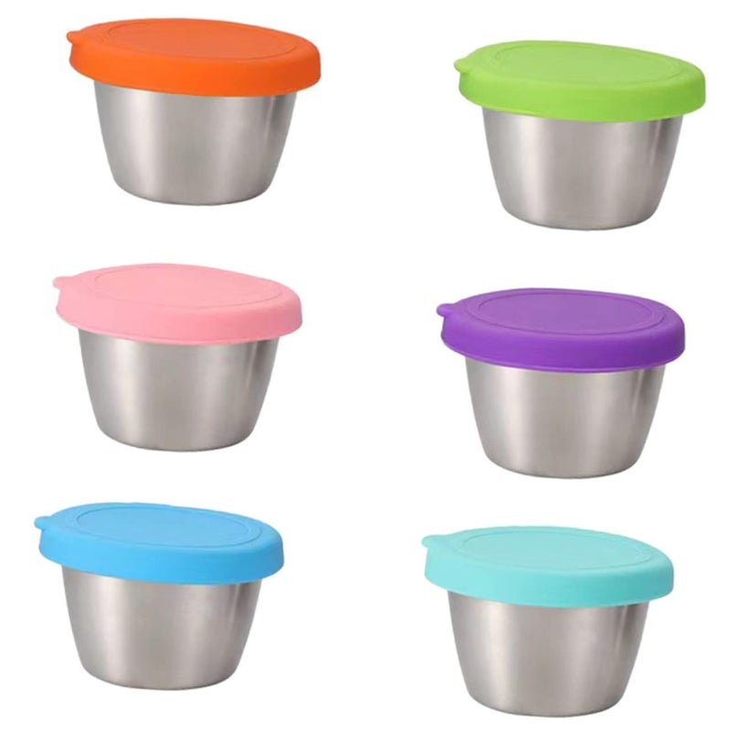 6 Pcs Stainless Steel Condiment Bowls With Lids For Sauce Dip Dressing - Image 2