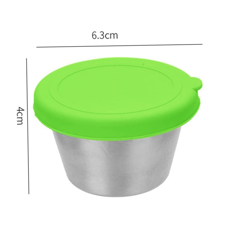 6 Pcs Stainless Steel Condiment Bowls With Lids For Sauce Dip Dressing - Image 3