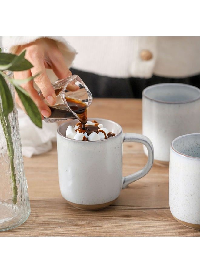 Tikooere Coffee Mugs Set of 4,Ceramic 13 OZ Coffee Cups with Big Handle,Stoneware Large Tea Cups for Hot Beverages,Yogurt,Cappuccino,Latte,Gift for Mom and Dad,Dishwasher Safe & Microwave Safe,White - Image 4