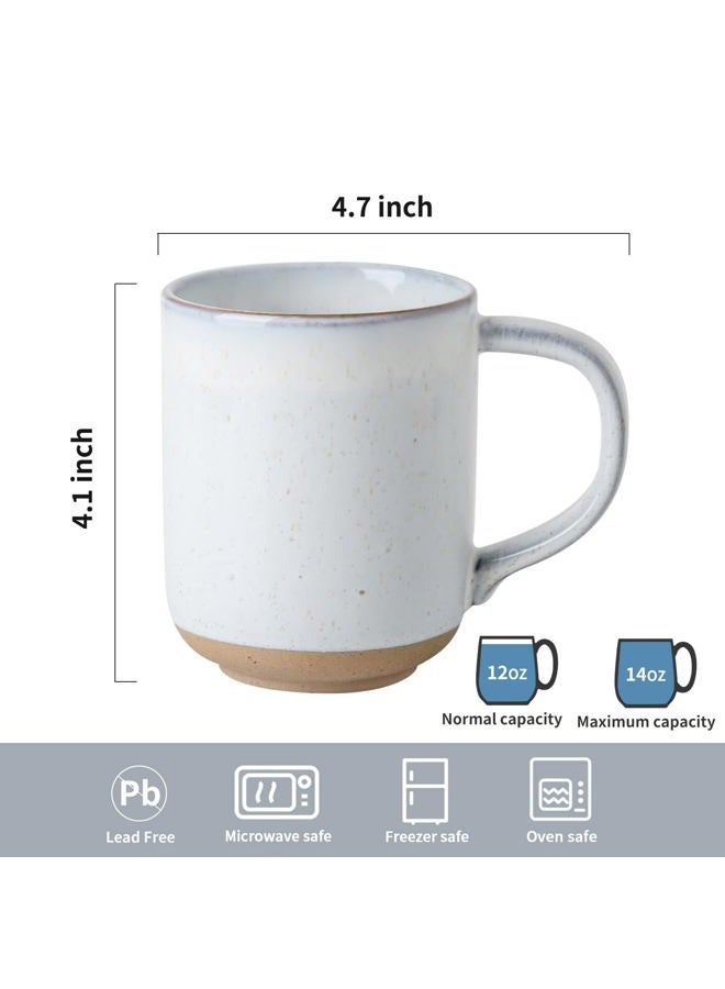 Tikooere Coffee Mugs Set of 4,Ceramic 13 OZ Coffee Cups with Big Handle,Stoneware Large Tea Cups for Hot Beverages,Yogurt,Cappuccino,Latte,Gift for Mom and Dad,Dishwasher Safe & Microwave Safe,White - Image 2