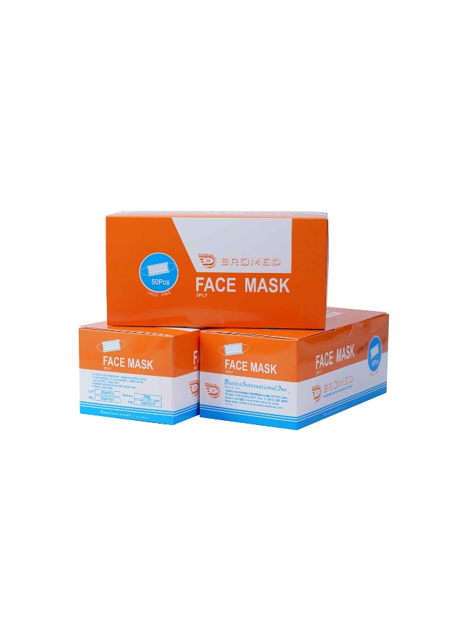 Bromed 3-Ply Ear Loop Face Masks, Pack Of 50