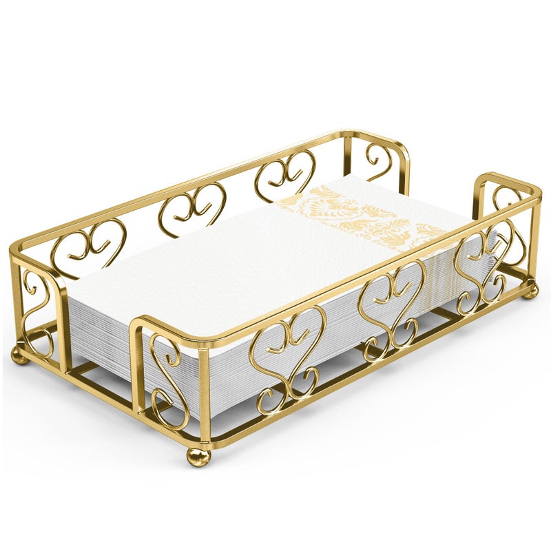 LEVIMETREE Gold Guest Towel Holder Tray for Bathroom Napkin Organizer for Disposable Hand Paper Towels Vanity Countertop Napkin Holder Modern Bathroom Accessory for Guest Use and Dcor