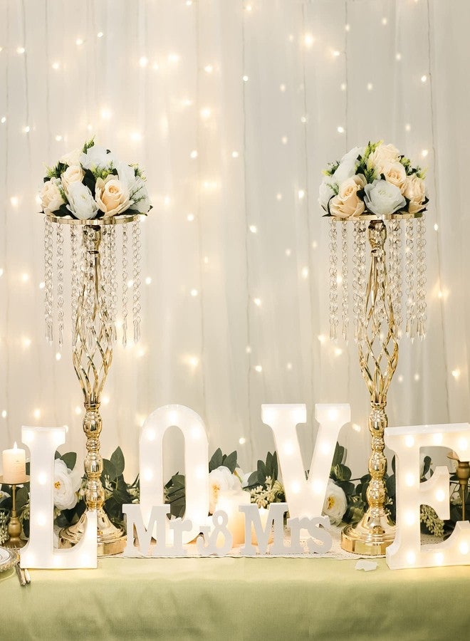 لانلونغ، قطعتان من مزهريات الزهور المعدنية الذهبية مع حامل زهور كريستالي، قطع مركزية لحفلات الزفاف، مناسبة لتزيين الطاولات، حفلات العشاء، المطاعم، والفنادق - Image 2