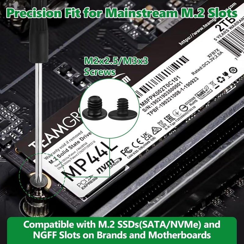 KASTWAVE 30-Piece Carbon Steel Black-Coated M.2 SSD Mounting Screws Kit for ASUS, MSI, Gigabyte & NGFF Motherboards - Image 4