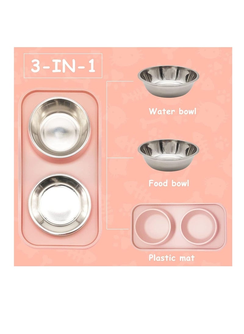 MahMir Cat Dog Bowls for Food and Water, Pet Feeder Set with Non-Spill Mat - Image 4