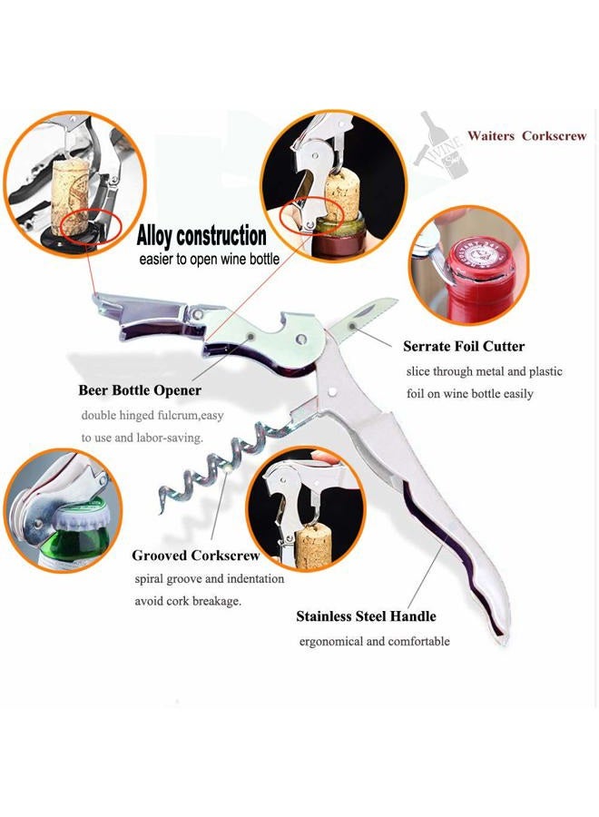 Kit-Home 4 Packs Professional Waiter Corkscrew Wine Openers Set,Upgraded With Heavy Duty Stainless Steel Hinges Wine Key for Restaurant Waiters, Sommelier, Bartenders (White 4 Packs) - Image 4