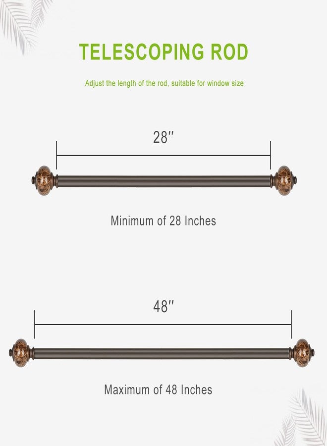 daintier 2 Pack Curtain Rods for windows,3/4 Inch Metal Single Telescoping Curtain Rod with Finials (Bronze, 28-48",2 pack) - Image 2