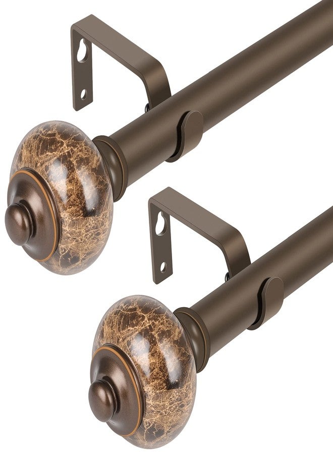daintier 2 Pack Curtain Rods for windows,3/4 Inch Metal Single Telescoping Curtain Rod with Finials (Bronze, 28-48",2 pack) - Image 1