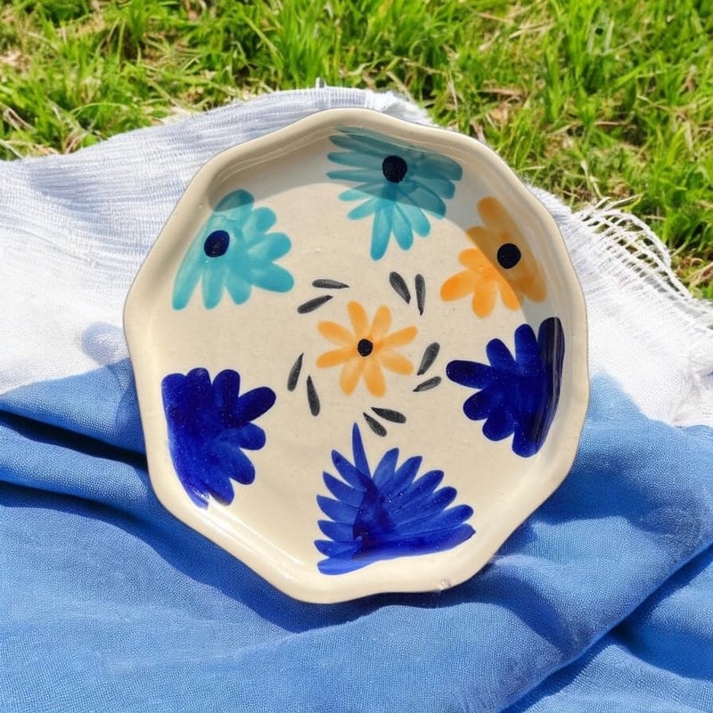 BACKKSPACE RETAIL Ceramic Handcrafted Cloud Mug & Saucer | Perfect Addition to Any Coffee Or Tea Lover's Collection | Microwave, Dishwasher and Food Safe | 200Ml (Blue Flower) - Image 4