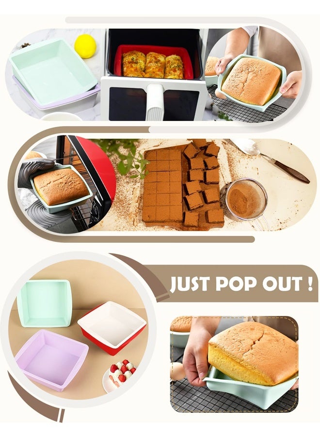 4 Pack Square Cake Pans, Non-stick Silicone Baking Pan, Cake Molds for Brownies, Bread, Lasagna and Cake for Oven, Microwave, Dishwasher - Image 5