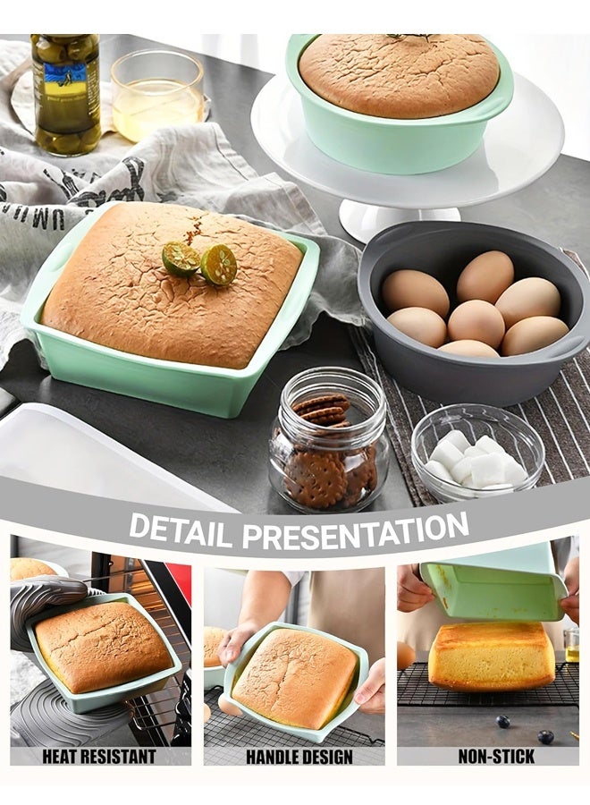 4 Pack Square Cake Pans, Non-stick Silicone Baking Pan, Cake Molds for Brownies, Bread, Lasagna and Cake for Oven, Microwave, Dishwasher - Image 3