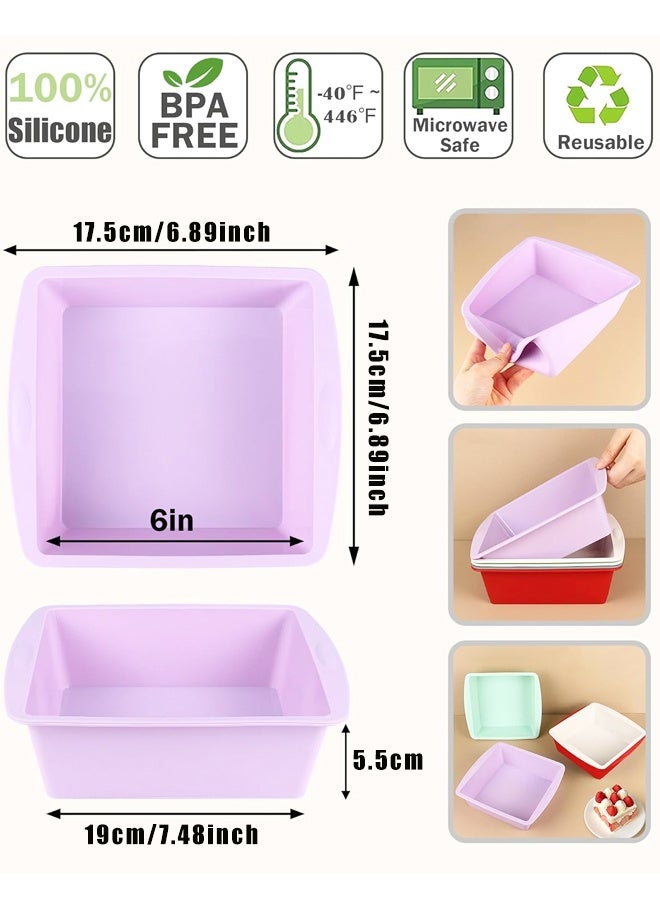 4 Pack Square Cake Pans, Non-stick Silicone Baking Pan, Cake Molds for Brownies, Bread, Lasagna and Cake for Oven, Microwave, Dishwasher - Image 2