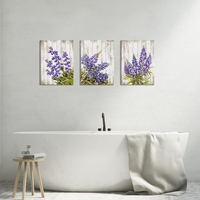 Kalormore Rustic Purple Flowers Canvas Art Set - Image 4