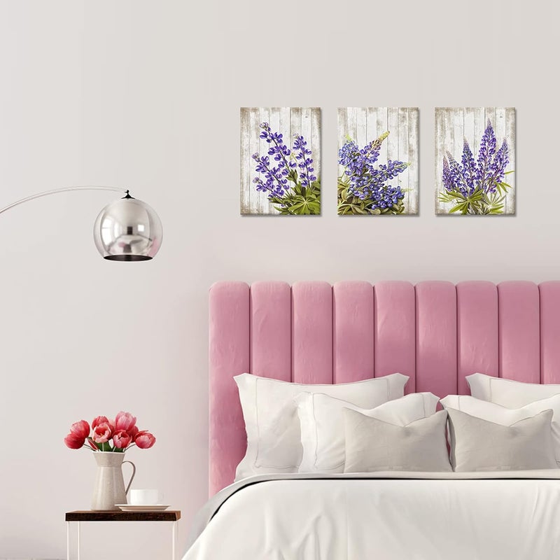 Kalormore Rustic Purple Flowers Canvas Art Set - Image 2