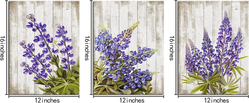 Kalormore Rustic Purple Flowers Canvas Art Set - Image 5