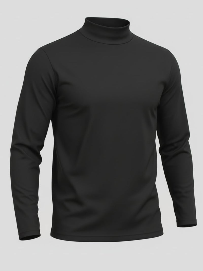 LEOTUDE Men's Regular Fit Turtle Neck Full Sleeve Black T-Shirt (64BLAK_P_Zblack_L) - Image 4