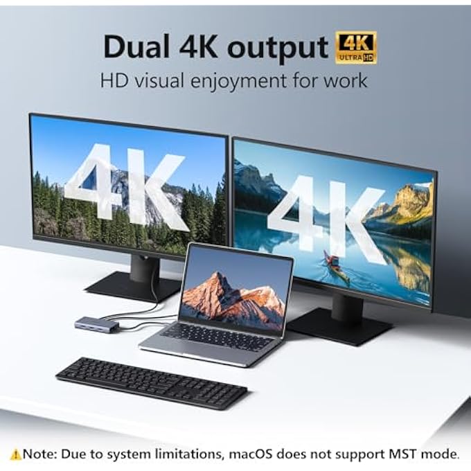 Melelink USB C DOCKING STATION 2 MONITOR DUAL HDMI, 9 IN 1 USB-C HUB TRIPLE DISPLAY ADAPTER WITH 2 X 4K HDMI, 8K DISPLAY PORT, VGA, 100W PD, 4 X USB A/C PORTS, DOCKING STATION LAPTOP 2 MONITORS FOR DELL HP - Image 3