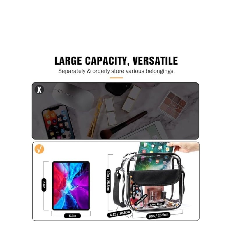 Zikra Clear Crossbody Bag, See Through Clear Purse Handbags with Adjustable Strap, Transparent Waterproof PVC Messenger Shoulder Bag for Women Work Sport Concert, Clear - Image 3