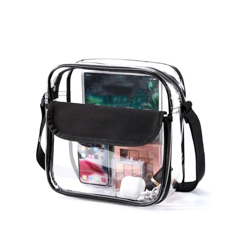 Zikra Clear Crossbody Bag, See Through Clear Purse Handbags with Adjustable Strap, Transparent Waterproof PVC Messenger Shoulder Bag for Women Work Sport Concert, Clear - Image 1