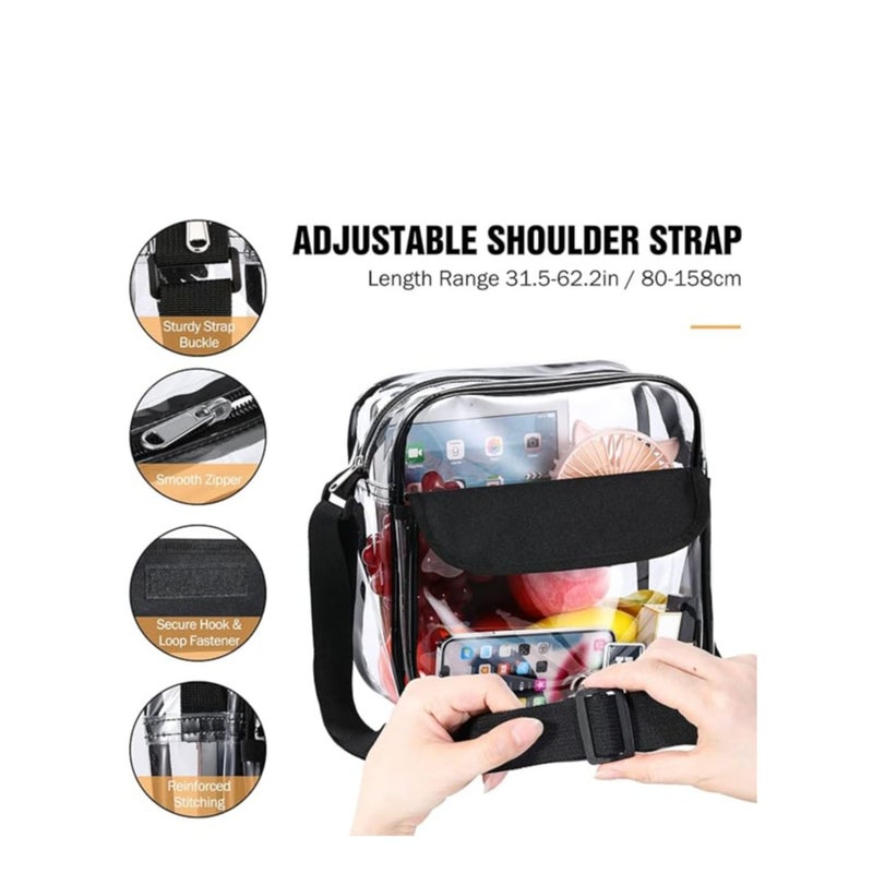 Zikra Clear Crossbody Bag, See Through Clear Purse Handbags with Adjustable Strap, Transparent Waterproof PVC Messenger Shoulder Bag for Women Work Sport Concert, Clear - Image 4