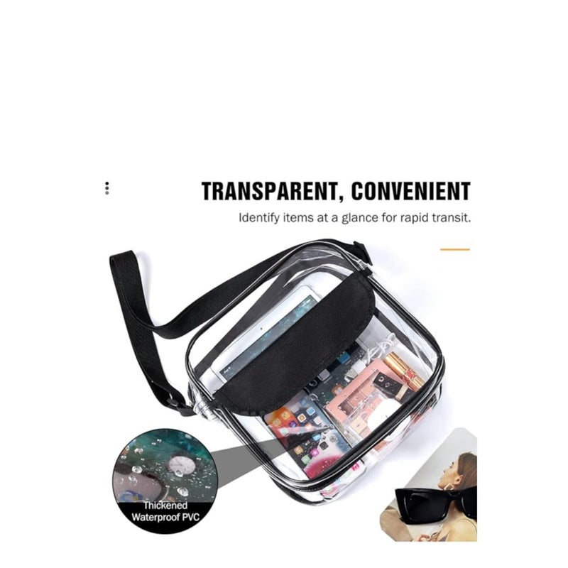 Zikra Clear Crossbody Bag, See Through Clear Purse Handbags with Adjustable Strap, Transparent Waterproof PVC Messenger Shoulder Bag for Women Work Sport Concert, Clear - Image 2