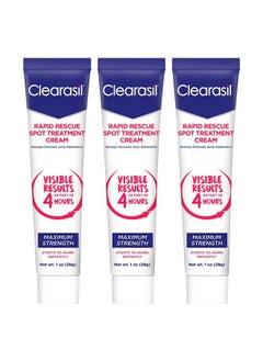 Clearasil Rapid Rescue Spot Treatment Cream With Benzoyl Peroxide Acne Medication For Acne Relief In As Fast As 4 Hours 1 Ounce (Pack Of 3)  - Image 2