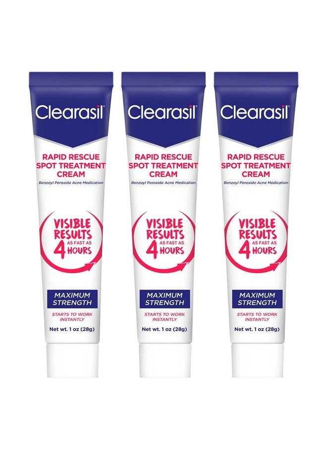 Clearasil - Rapid Rescue Spot Treatment Cream With Benzoyl Peroxide Acne Medication For Acne Relief In As Fast As 4 Hours 1 Ounce (Pack Of 3) - Image 1