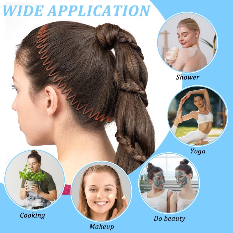 oruola 12pcs Claw Headband, Comb Headband, 90s Zig Zag Headbands, Spiky Headbands for Womens with Teeth, Flexible Stretch Hair Band, Hair Wrap Holders for Women, Girls and Sports, 3 Colors - Image 4