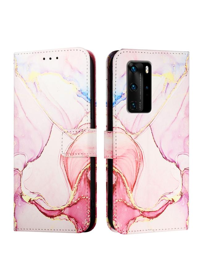 اس-توب جراب هاتف Huawei P40 Pro PT003 من الجلد القابل للطي بنمط رخامي - Image 2